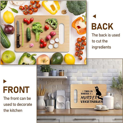 Funny Bamboo Cutting Board Gift, This Is Where I Murder Vegetables, Funny Cutting Board Home Kitchen Decor, Halloween Gifts For Friends Sisters Coworkers Neighbors -12