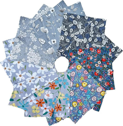 5X 5 inches 100% Cotton Fabric Square Bundles,Precut Quilting Gray Floral Printed Fabric Squares Sheets Patchwork,DIY Sewing Scrapbooking,Quilted Artcraft 42Pcs …