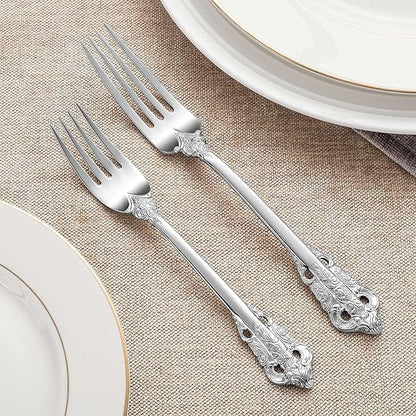 KEAWELL Luxury Salad Forks Dessert Forks Set, Set of 4, 18/10 Stainless Steel, 7 Inches, Dishwasher Safe, Mirror Polished, Silverware Fork Set (Silver)