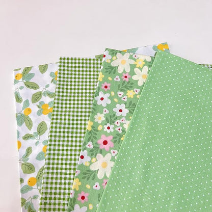 7Pcs 20" x 20" Cotton Fabric DIY Making Supplies Quilting Patchwork Fabric Fat Quarter Bundles DIY for Quilting Cotton Patchwork Cushions (Green Flowers, 20 x 20 inches)
