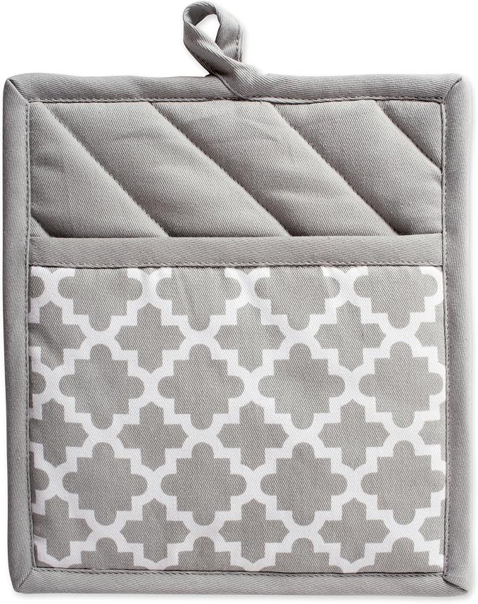 DII Lattice Basics Collection Kitchen Essentials, Oven Mitt & Potholder Set, Gray, 2, Piece
