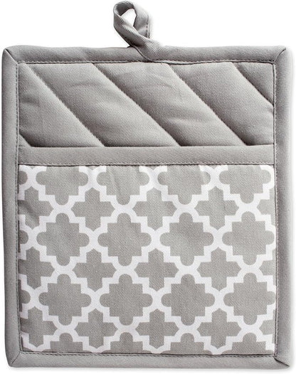 DII Lattice Basics Collection Kitchen Essentials, Oven Mitt & Potholder Set, Gray, 2, Piece
