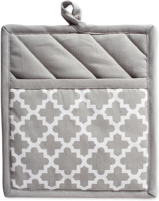 DII Lattice Basics Collection Kitchen Essentials, Oven Mitt & Potholder Set, Gray, 2, Piece