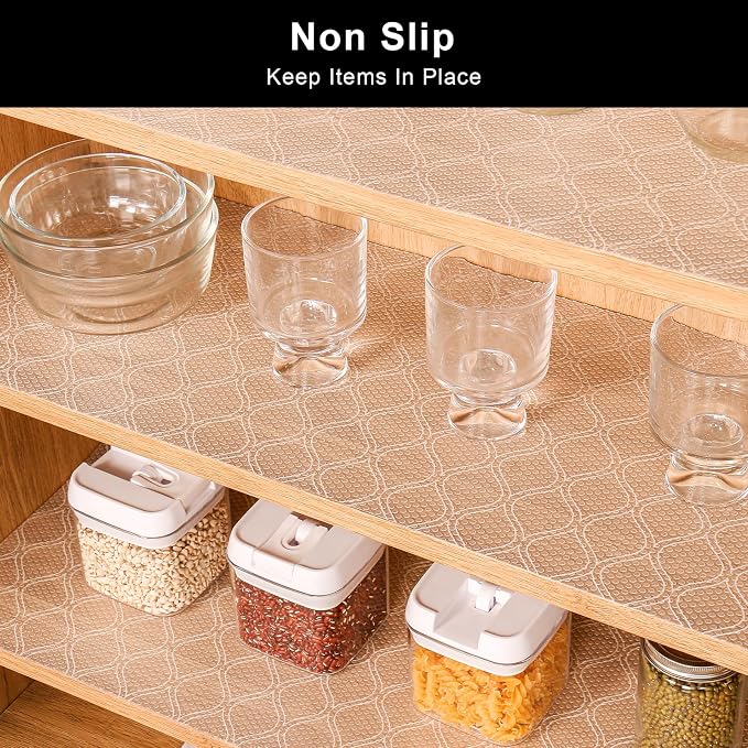 Cooyes Shelf and Drawer Liner for Kitchen Cabinets Non-Adhesive, Waterproof Non-Slip Cabinet Liners for Desk, Refrigerator, Shelves, Bathroom Drawers, Cabinet Protection（11.8" W x 236" L）
