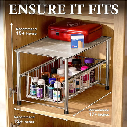 Simple Houseware Chrome Metal Stackable Storage Rack, 16.75 in L x 10.8 in W x 10.25 in H