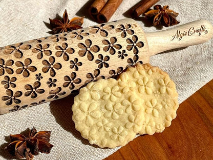 SUMMER 3 KID Rolling Pin SET. Wooden Laser Cut Mini Rolling Pins for cookies, play dough, salt dough or clay Butterfly, Music Flower by Algis Crafts