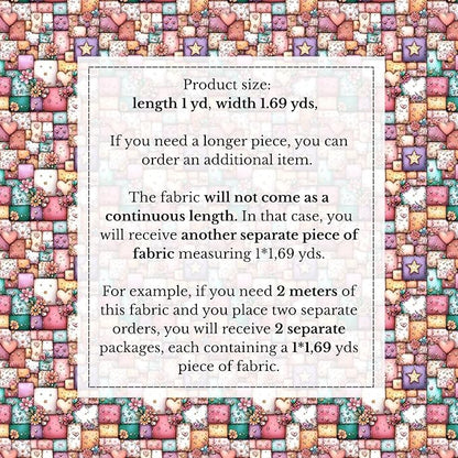 100% Cotton Fabric by the Yard – Turkish Quality Quilting & Sewing Fabric, 1 Yard x 1.69 Yards Wide, Patchwork Cotton for Crafts