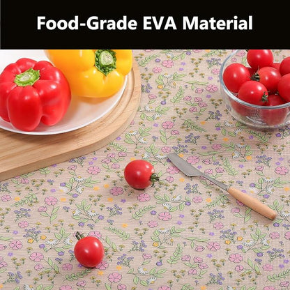 INNOLITES Shelf Liners for Kitchen Cabinets Non-Adhesive Drawer Liner with Floral, Waterproof Durable Easy to Clean, for Refrigerator, Shelves (Pink Purple Rose, 17.5" x 78.7")