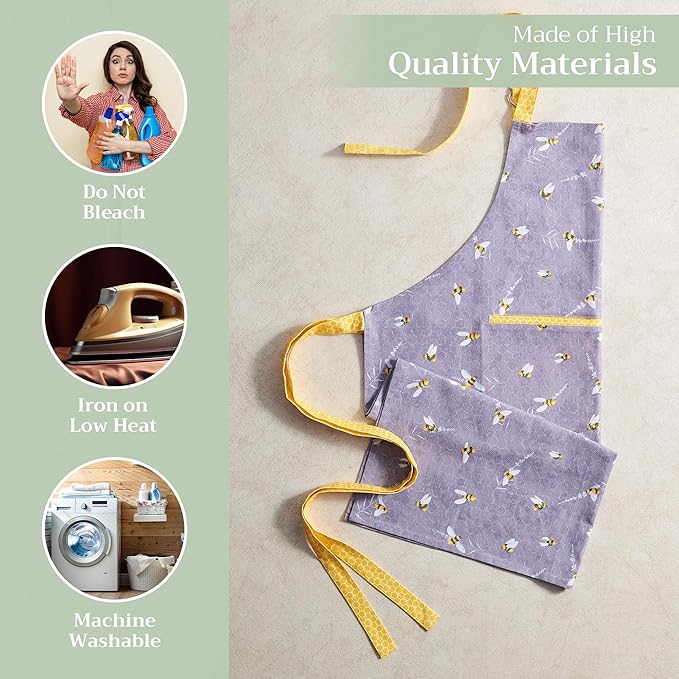 Maison d' Hermine 100% Cotton Apron for women with Pocket Kitchen Chef Apron for Men Cooking Spring Summer