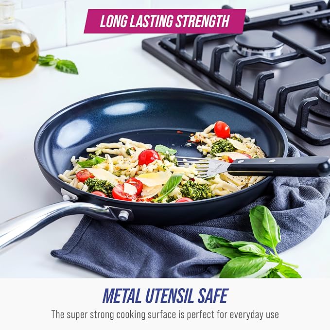 Blue Diamond Cookware Hard Anodized Ceramic Nonstick, 10" Frying Pan Skillet, PFAS-Free, Dishwasher Safe, Oven Safe, Grey