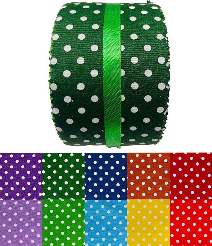 40 Strip Jelly Roll Fabric Strips for Sewing, 100% Cotton Fabric for Quilting Crafting, Precut Bundles, Patchwork Precut Quilt Squares-2.5" x 44" Dot
