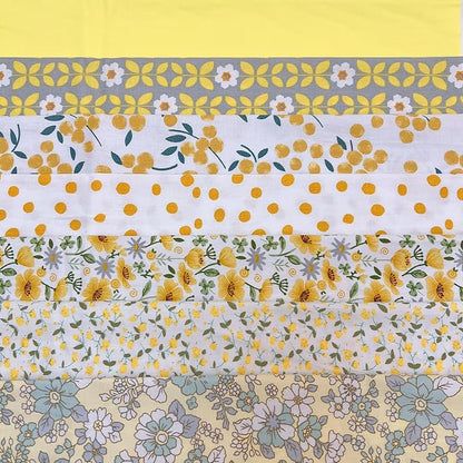 7 pcs 20" x 20" Cotton Fabric DIY Making Supplies Quilting Patchwork Fabric Fat Quarter Bundles DIY for Quilting Cotton Patchwork Cushions (Small Yellow Flowers, 20" x 20")