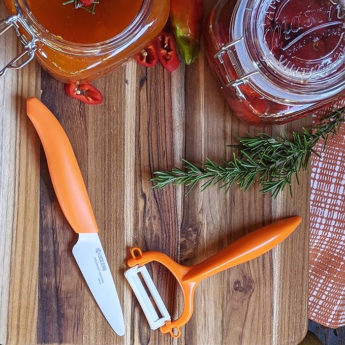 Kyocera FK-3PC-WHOR 3Piece Advanced ceramic Revolution Series Knife Set, Blade Sizes: 5.5", 4.5", 3", Orange