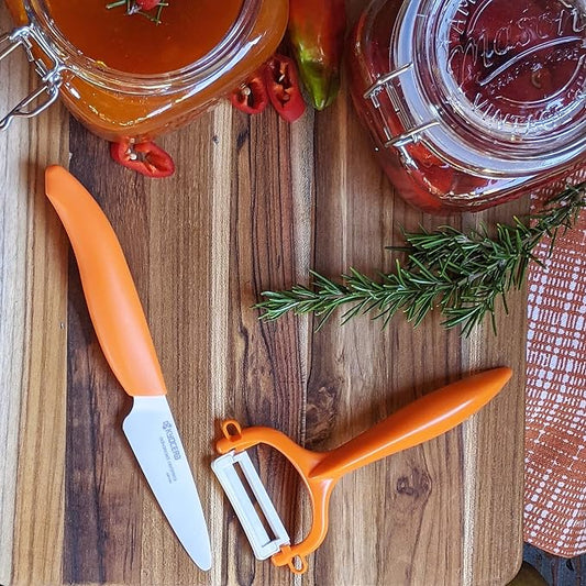 Kyocera FK-3PC-WHOR 3Piece Advanced ceramic Revolution Series Knife Set, Blade Sizes: 5.5", 4.5", 3", Orange