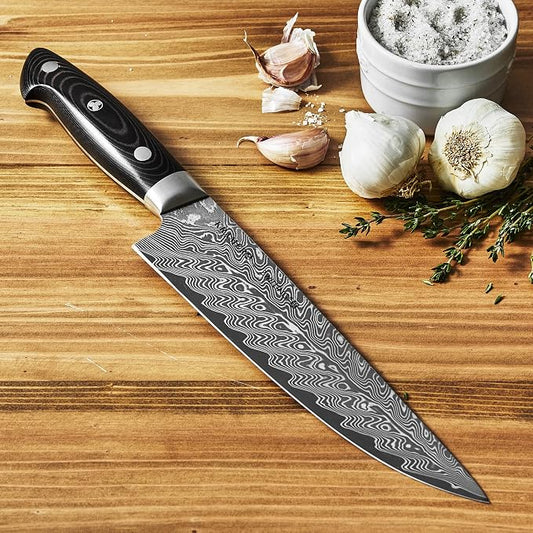 KRAMER by ZWILLING EUROLINE Damascus Collection 8-inch Razor-Sharp German Narrow Chef's Knife, Made in Company-Owned German Factory with Special Formula Steel perfected for almost 300 Years