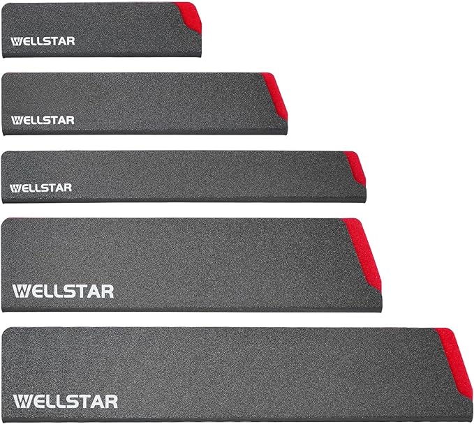 WELLSTAR Knife Edge Guards Set, 5 Piece Universal Blade Covers, BPA Free ABS Protective Blade Sheaths, Non-Scratch Felt Lining Kitchen Knives Covers (Knives not included)