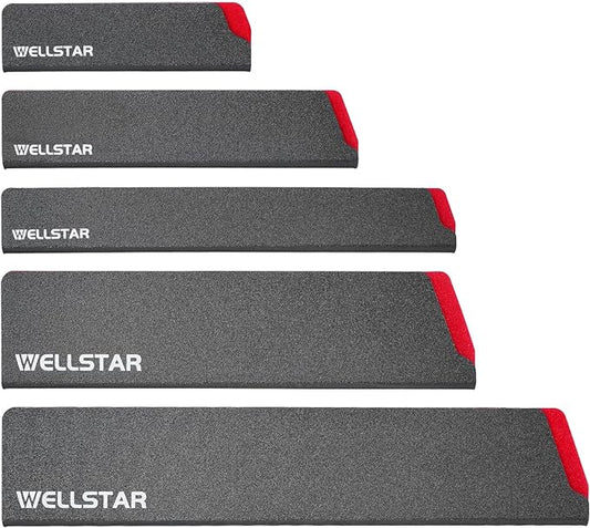 WELLSTAR Knife Edge Guards Set, 5 Piece Universal Blade Covers, BPA Free ABS Protective Blade Sheaths, Non-Scratch Felt Lining Kitchen Knives Covers (Knives not included)