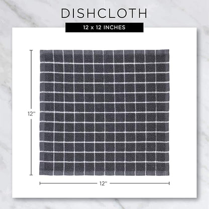 DII Basic Terry Collection Windowpane Dishcloth Set, 12x12, Antique Green, 6 Piece