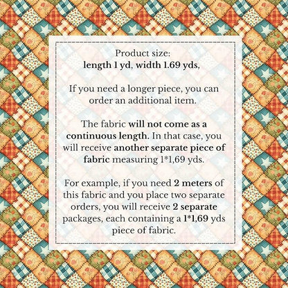 100% Cotton Fabric by the Yard – Turkish Quality Quilting & Sewing Fabric, 1 Yard x 1.69 Yards Wide, Patchwork Cotton for Crafts