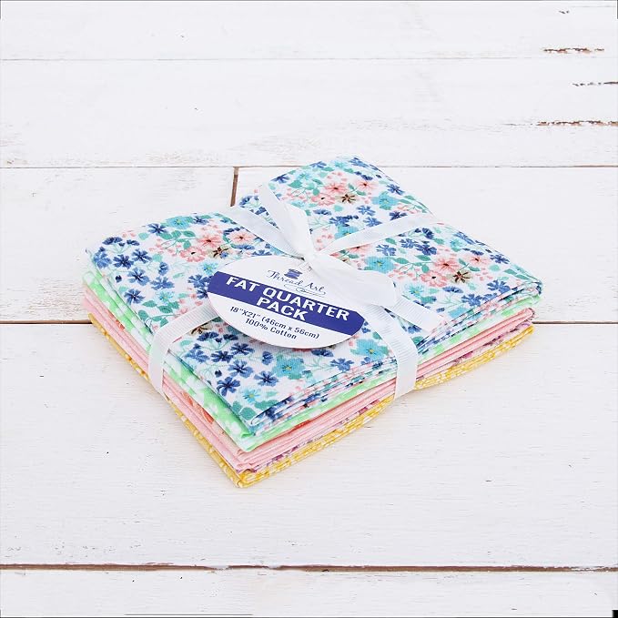 Threadart 6 Fat Quarter Bundles - Pastel Color Prints 100% Cotton Fabric - Premium 100% Cotton Quilting Fabric - No Duplicates - Full Size Fat Quarters 18"x21"
