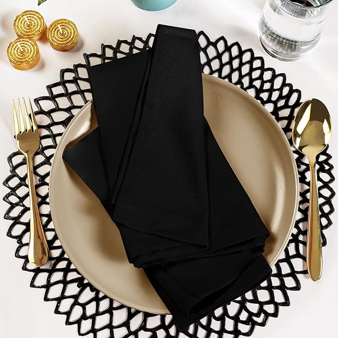 Utopia Kitchen Black Cloth Napkins 288 Pack (18x18 Inches), Commercial Grade Dinner Napkins Bulk, Absorbent Cotton Blend, Washable Reusable for Restaurant, Hotel, Wedding, Lunch and Banquet