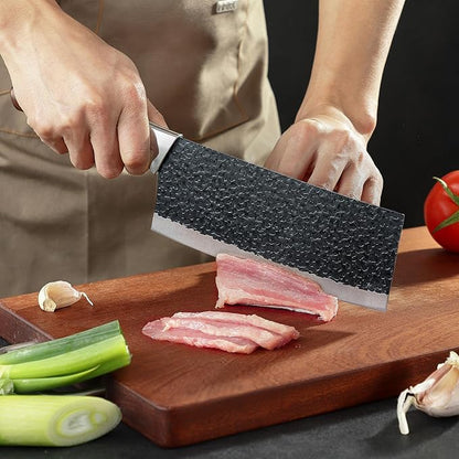 3PCS Chef Knife, Little Cook Chef Knife Set, Includes 7 inch Chef Knife, 7 inch Cleaver Knife and 4.5 inch Boning Knife, Premium Stainless Steel With Ergonomic Plastic Handle (Blackening technique)