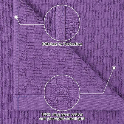 Homaxy 100% Cotton Kitchen Towels and Dishcloths Set, 12 x 12 & 15 x 25 Inches, Set of 8 Bulk Terry Cloth Dish Towels, Super Soft and Absorbent Hand Towel with Hanging Loop, Purple