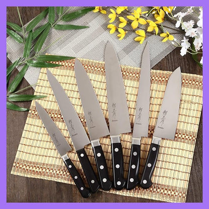 Japanese Petty Knife INOX AUS-8A Stainless Steel Black Pakkawood Handle, 6-inch (150mm)