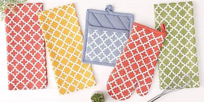DII Lattice Basics Collection Kitchen Essentials, Oven Mitt & Potholder Set, Vintage Red, 2, Piece