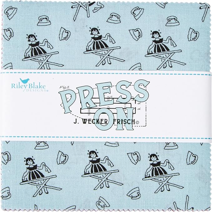 J Wecker Frisch Press On 5" Stacker 42 5-inch Squares Charm Pack Riley Blake Designs 5-15250-42