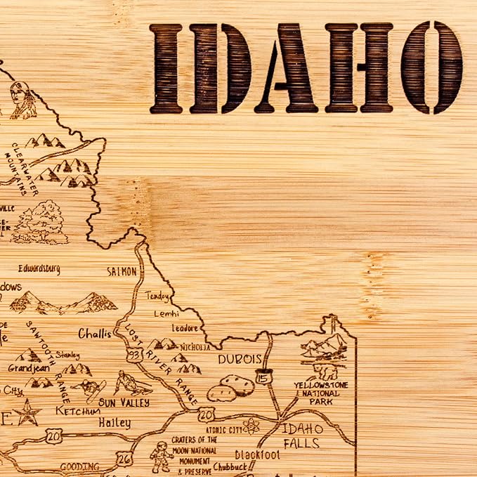 Totally Bamboo A Slice of Life Idaho State Serving and Cutting Board, 11" x 8.75"