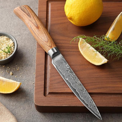 Wakoli EDIB Pro Damascus Universal Knife – Japanese Style Kitchen Knife | 4.7-Inch Genuine Damascus Steel Blade with VG10 Core | Ergonomic Pakkawood Handle | Professional Cooking Tool