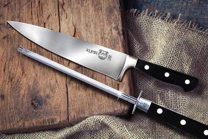 KUMA Essentials Kitchen Knives Set (3 Items) - Razor Sharp out the Box - 8 Inch Chef's Knife for Carving, Slicing, Chopping + Paring Knife + Honing Rod - Great Ergonomic Handle