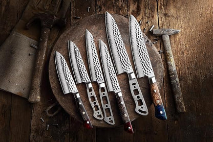 KATSURA Woodworking Project Kit – Japanese Premium AUS 10, Hammered 3-Layer Forged Steel – Classic Style Handle – NO LOGO (6.5-in with 35mm wide blade Petty Utility Chef Knife Blank)