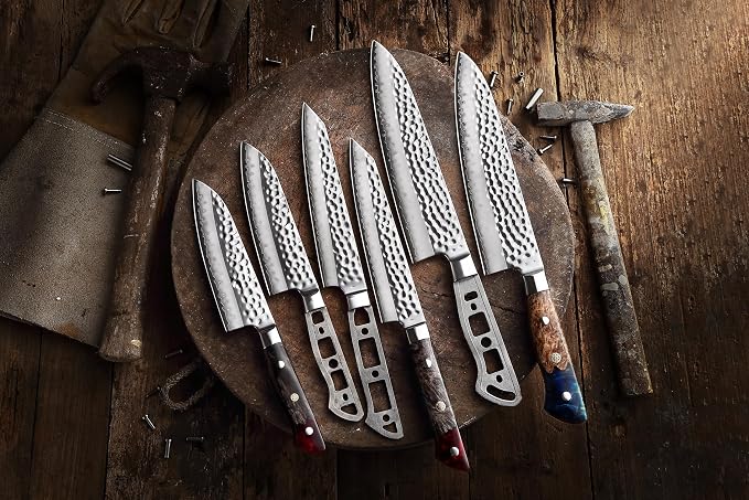 KATSURA Woodworking Project Kit – Japanese Premium AUS 10, Hammered 3-Layer Forged Steel – Classic Style Handle – NO LOGO (5.5in with 40mm wide Blade Santoku Chef Knife Blank)