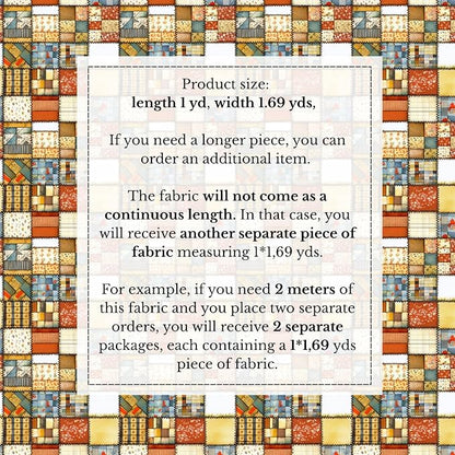 100% Cotton Fabric by the Yard – Turkish Quality Quilting & Sewing Fabric, 1 Yard x 1.69 Yards Wide, Patchwork Cotton for Crafts
