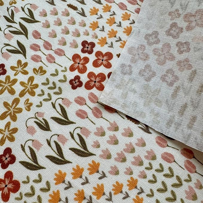 Vintage Floral Patchwork Cotton Fabric Set – 60 Pre-Cut Squares, 20×20 cm (8×8 inch), 100% Cotton, Eco Digital Print, Made in Türkiye