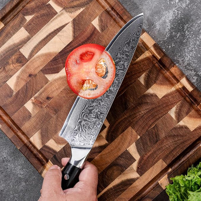 Chef Knife 8 Inch Japanese Steel Damascus Kitchen Knife, VG-10 Damascus Super Steel Kitchen Knife,Ultra Sharp Professional Cooking Knife with Ergonomic G10 Handle,Including Luxury Gift Box