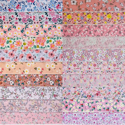 40 Strip Jelly Roll Fabric Strips for Sewing, 100% Cotton Fabric for Quilting Crafting, Precut Bundles, Patchwork Precut Quilt Squares-2.5" x 44" Pink of Youth