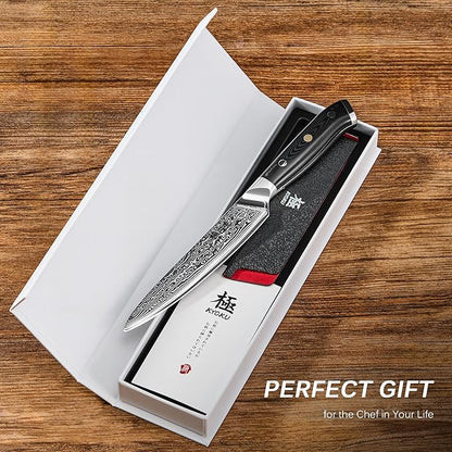 KYOKU Chef Utility Knife - 6" - Shogun Series - Japanese VG10 Steel Core Forged Damascus Blade - with Sheath & Case