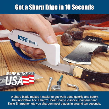 AccuSharp Hand-Held Carbide Blade Sharpener & ShearSharp Scissor Sharpener, Restores and Hones Straight & Serrated Knives, Revives the Edge of General Purpose Scissors