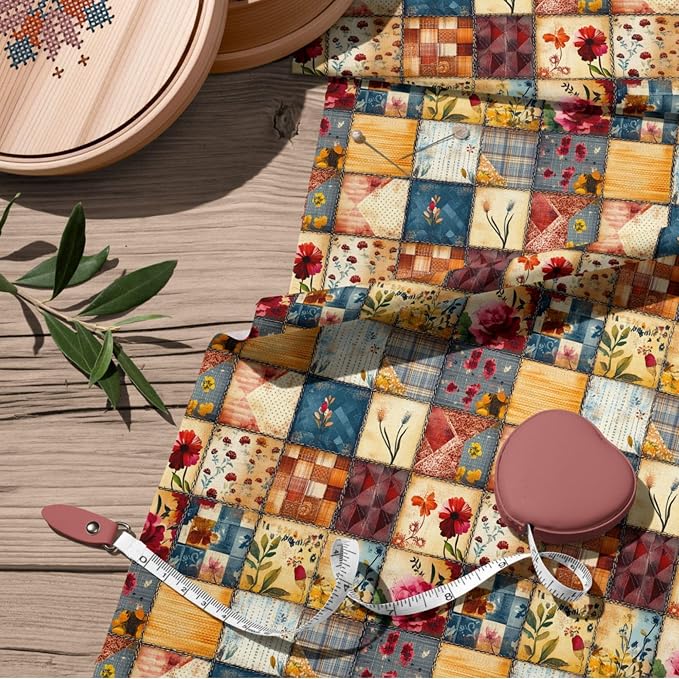 100% Cotton Fabric by the Yard – Turkish Quality Quilting & Sewing Fabric, 1 Yard x 1.69 Yards Wide, Patchwork Cotton for Crafts