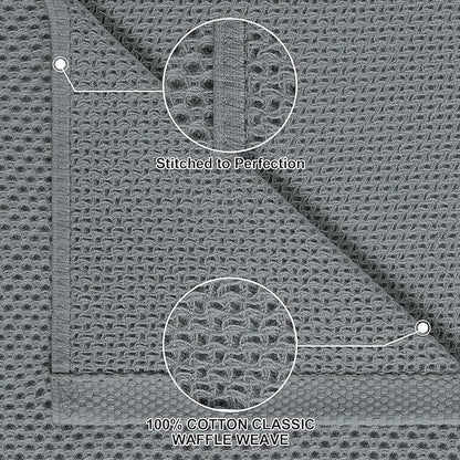 Homaxy 100% Cotton Kitchen Towels and Dishcloths Set, 12 x 12 Inches and 13 x 28 Inches, Set of 8 Bulk Kitchen Towels Set, Ultra Soft Absorbent Dish Cloths for Washing Dishes, Grey