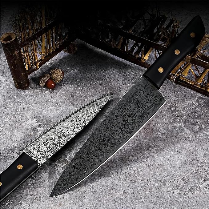 Chef Knife 8 Inch,Light Kitchen Knife, Ideal for All-Around Food Preparation with Damascus Steel Knife,Ultra Sharp Japanese Knife with Ergonomic Handle