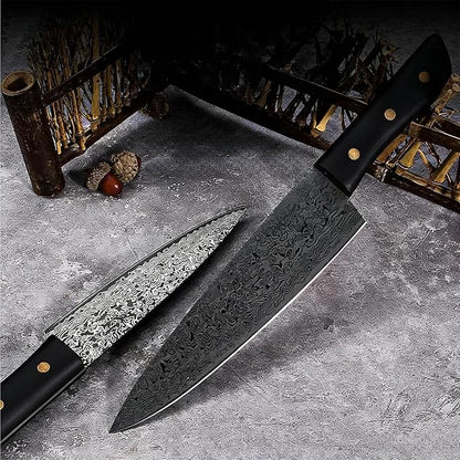 Chef Knife 8 Inch,Light Kitchen Knife, Ideal for All-Around Food Preparation with Damascus Steel Knife,Ultra Sharp Japanese Knife with Ergonomic Handle