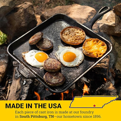 Lodge Seasoned Cast Iron Square Griddle - 11 Inches - Durable Pan - Cast Iron Cookware for Pancakes, Eggs, Bacon & Grilling Favorites