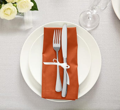 Utopia Kitchen Orange Cloth Napkins [12 Pack, 18x18 Inch] Absorbent Cotton Blend Washable and Reusable for Halloween, Thanksgiving, Dinner, Restaurant, Lunch, Wedding and Hotel