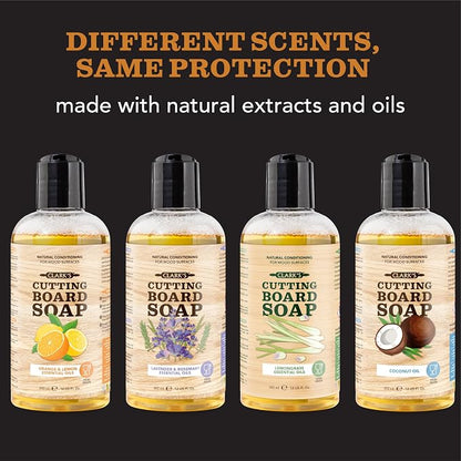 CLARK'S Cutting Board Organic Soap - Cleaner for Butcher Block, Countertop and Utensils - Enriched with Natural Orange & Lemon Extracts - Cleans and Restores Wood - Use Before Food Safe Mineral Oil