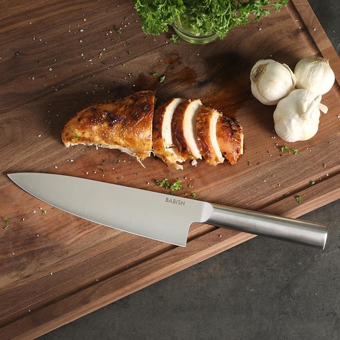 Babish 8-Inch Chef Knife – High-Carbon 1.4116 German Steel Kitchen Knife, Full-Tang Razor Sharp Chef’s Blade for Chopping, Slicing, Dicing & Everyday Prep