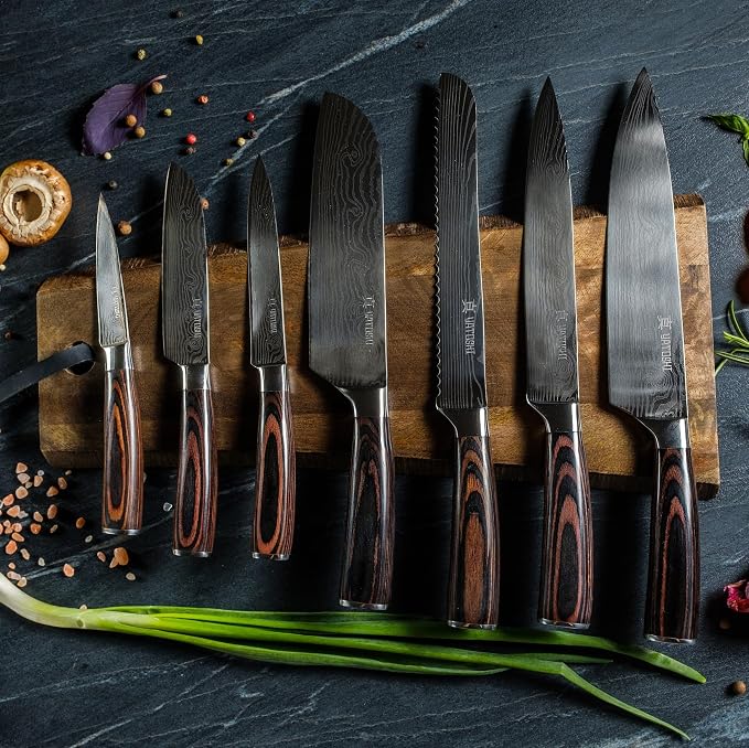 Yatoshi Professional Kitchen Knife Set, 15 Pieces, High Carbon Stainless Steel, Ergonomic Handle